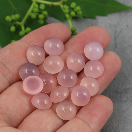 Kaboszon agat brazylijski moneta różowa 9mm