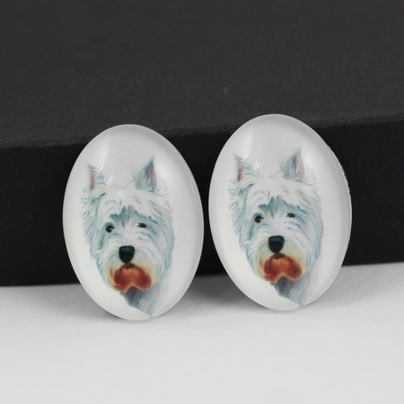 Kaboszon szklany z grafiką owal pies 25x18mm