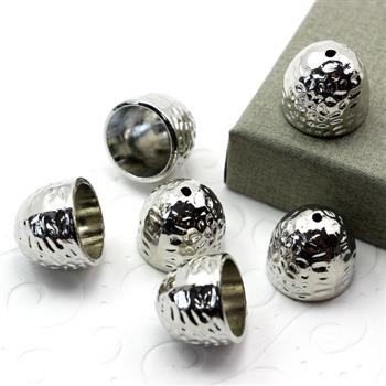 Tulejka metalowa młotkowana srebrna 14mm