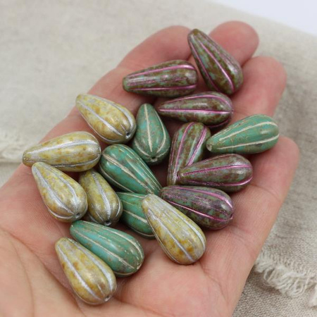 Drop Beads Travertine Beige Line 23x11mm