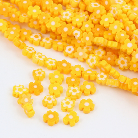 Koraliki szklane kwiatki 8mm żółte