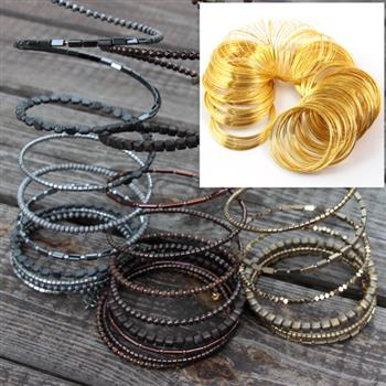 Drut pamięciowy na bransoletki złoty stalowy 0,6mm/6cm [20 żeberek]