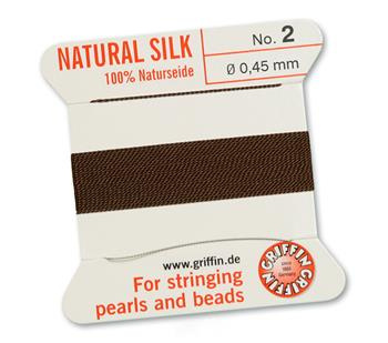 Griffin Nici jedwabne z igłą brown 0,45mm [2m]