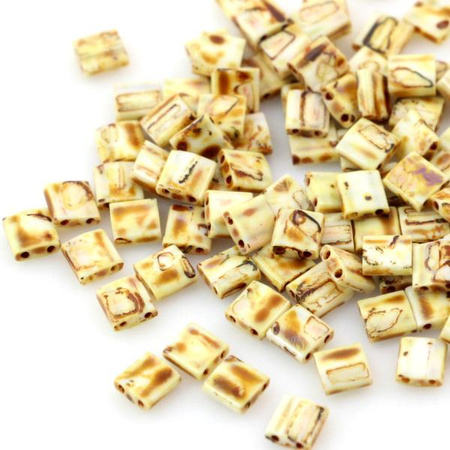 Miyuki Tila Beads 5x5x1,9mm Picasso Opaque Canary Yellow [30szt]