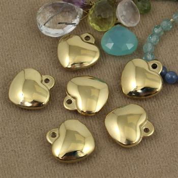 Zawieszka serce wypukłe stal szlachetna pozłacana 17mm