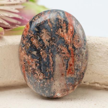 Kaboszon owal jaspis leopardzi 28x22x7mm