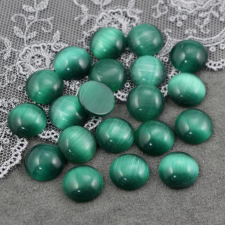 Kaboszon kocie oko okrągły szmaragdowy zielony 12mm