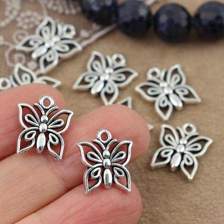 Zawieszka metalowa motyl srebrny 15x13mm