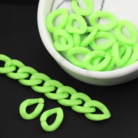 Akrylowe ogniwa do tworzenia łańcuszka zielone neon 18x13mm [50szt]