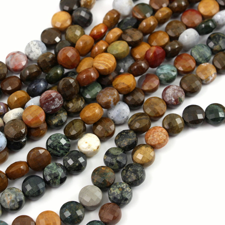 Jaspis oceaniczny moneta fasetowana 10mm