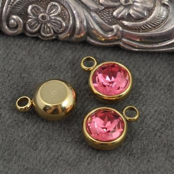 Stal szlachetna pozłacana PVD zawieszka w oprawie ZŁ rose 10mm