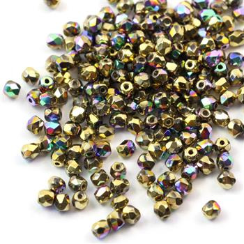 Fire Polish 3mm Crystal Glittery Amber [40szt]