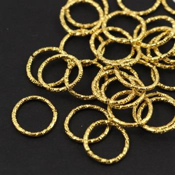 Złote kółko metalowe fakturowane 12mm [20szt]