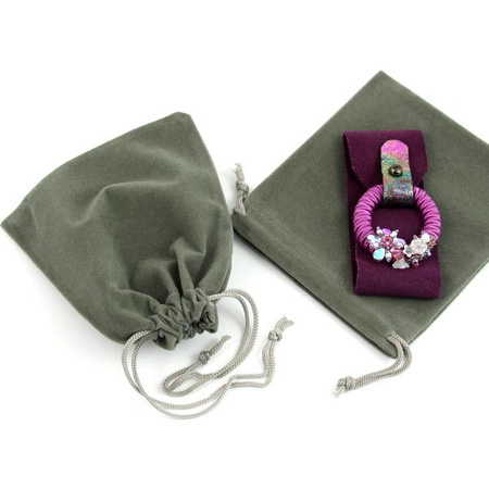 Woreczek z weluru szary 12x9cm