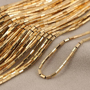 Hematyt złoty prostopadłościan 4x2mm [sznur 40cm]