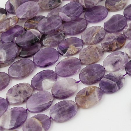Ametyst chevron owal fasetowany 20x15mm