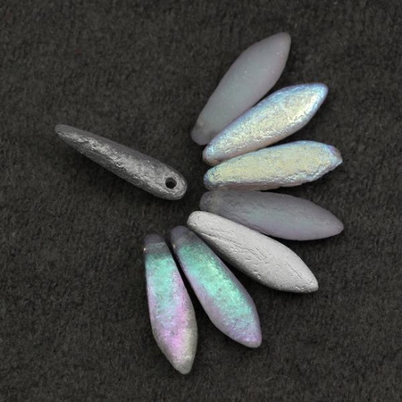 Dagger Etched Crystal Silver Rainbow 5x16mm [6szt]