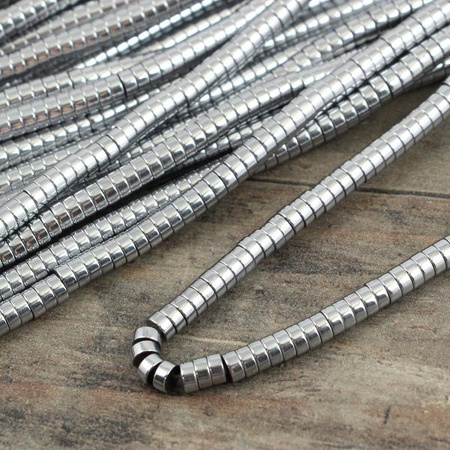 Hematyt dysk 4x2mm SILVER [1/2 sznura - ok. 104szt]