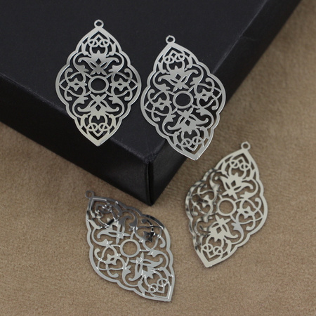 Baza ażurowa stal szlachetna srebrna 43x25mm