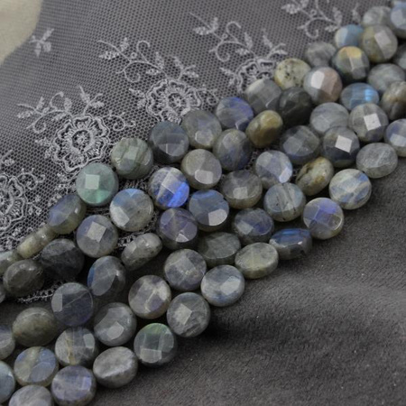 Labradoryt moneta fasetowana 10mm