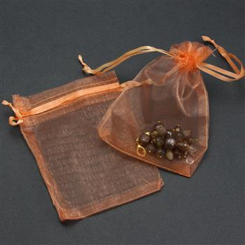 Woreczek z organzy morelowy 12x10cm