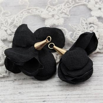 Ozdobny kwiatek w tulejce czarny 50mm