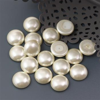 Glass Pearl Cabochon Light Cream 12mm