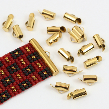 Końcówka do bransolet wsuwana SLIDE stal szlachetna pozłacana 8mm