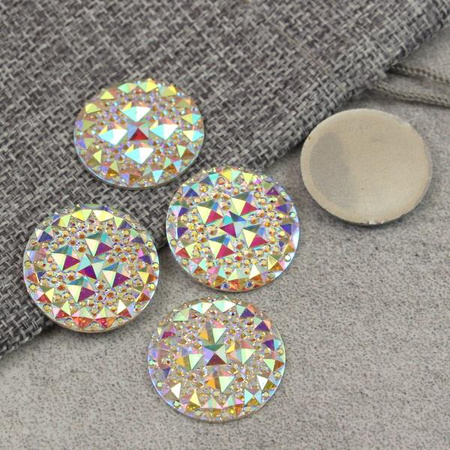 Kaboszon z żywicy druza moneta crystal AB 25mm