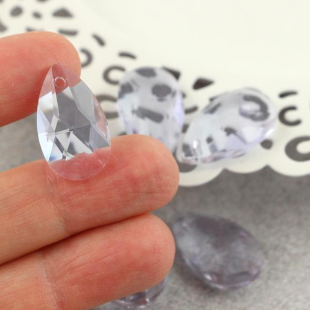 Kryształek szklany łezka fasetowana lawendowa 22x13mm