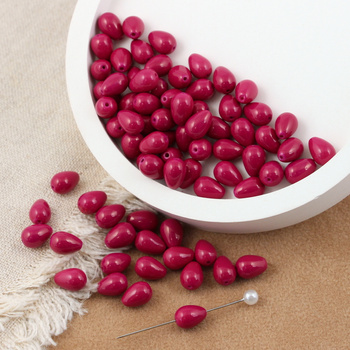 Koralik szklany kropla purpurowa 9x6mm