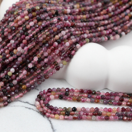 Turmalin multikolor kula fasetowana 2,5mm [sznur 39cm]