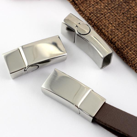 Zapięcie magnetyczne płaskie srebrne stal szlachetna