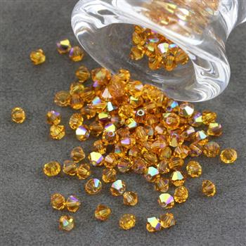 Preciosa Bicone Bead Rondelle Topaz AB 4mm [20szt]