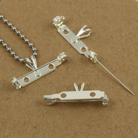 Baza broszki srebrna z krawatką 20mm