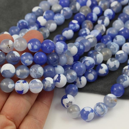 Agat trawiony niebieski kula gładka 10mm