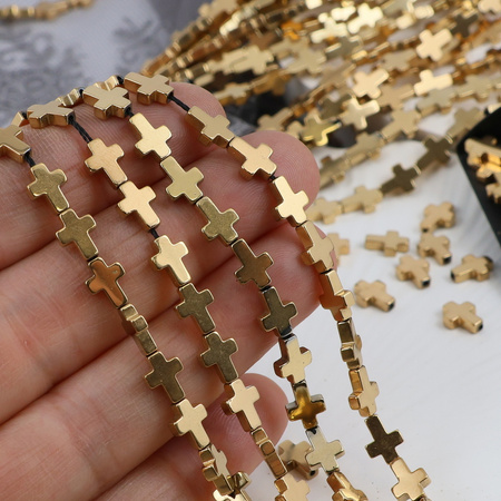 Hematyt złoty krzyżyk 8x6mm