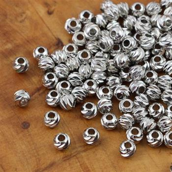 Kulka metalowa żłobiona srebrna 4mm