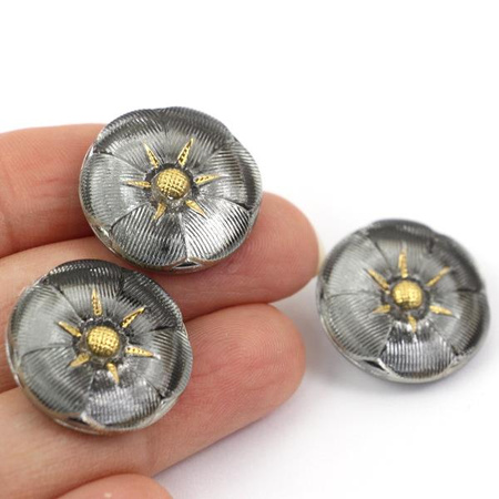 Guzik szklany kwiat 23mm