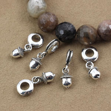 Zawieszka metalowa żołądź z podwieszką srebrna 24x10mm
