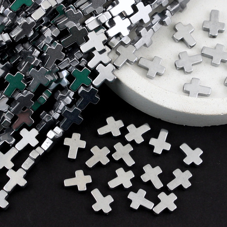 Hematyt srebrny krzyżyk 10x8mm