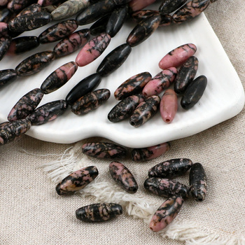 Rodonit oliwka gładka 16x6mm