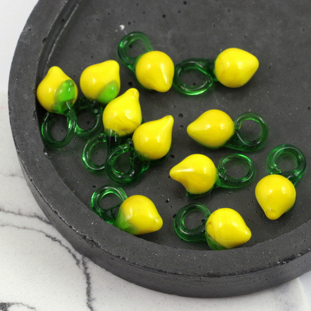 Zawieszka szklana cytryna 20x10mm