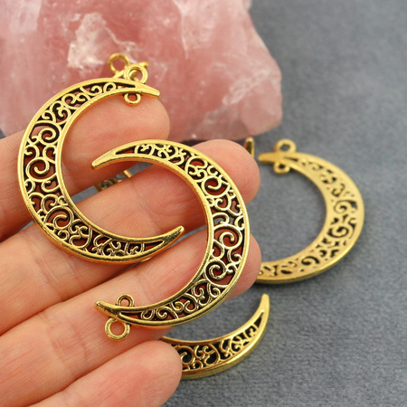 Baza zawieszka ażurowy półksiężyc złoty 40x30mm