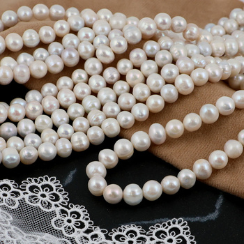 Perła słodkowodna biała kula 8-9mm [sznur 37cm]
