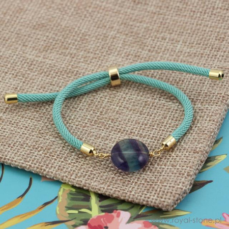 Zapięcie regulowane / przesuwane sznurkowe miętowe do bransoletki 11cm ZŁ