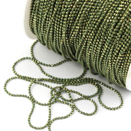 Łańcuszek metalowy kulkowy 1,5mm oliwkowy [1 metr]