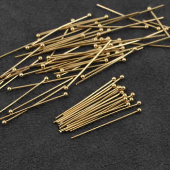 Szpilka z kulką stal szlachetna pozłacana 30mm [20szt]