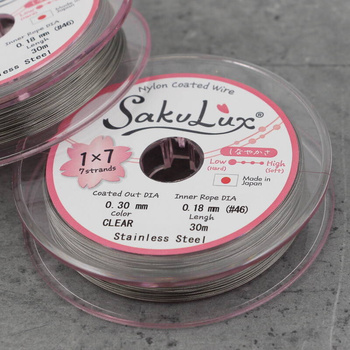 Japońska linka stalowa jubilerska SakuLux 7-splotowa Silver 0,30mm [szpula 30m]
