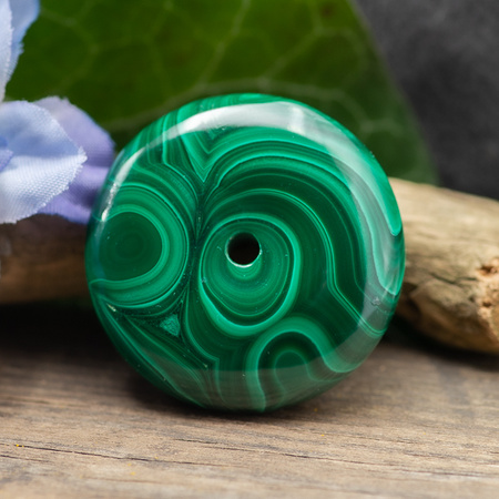 Zawieszka malachit naturalny donut 34mm ze skazą
